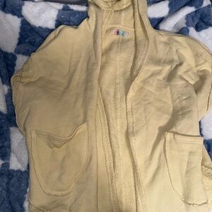 Yellow Hooded Cardigan with Pockets